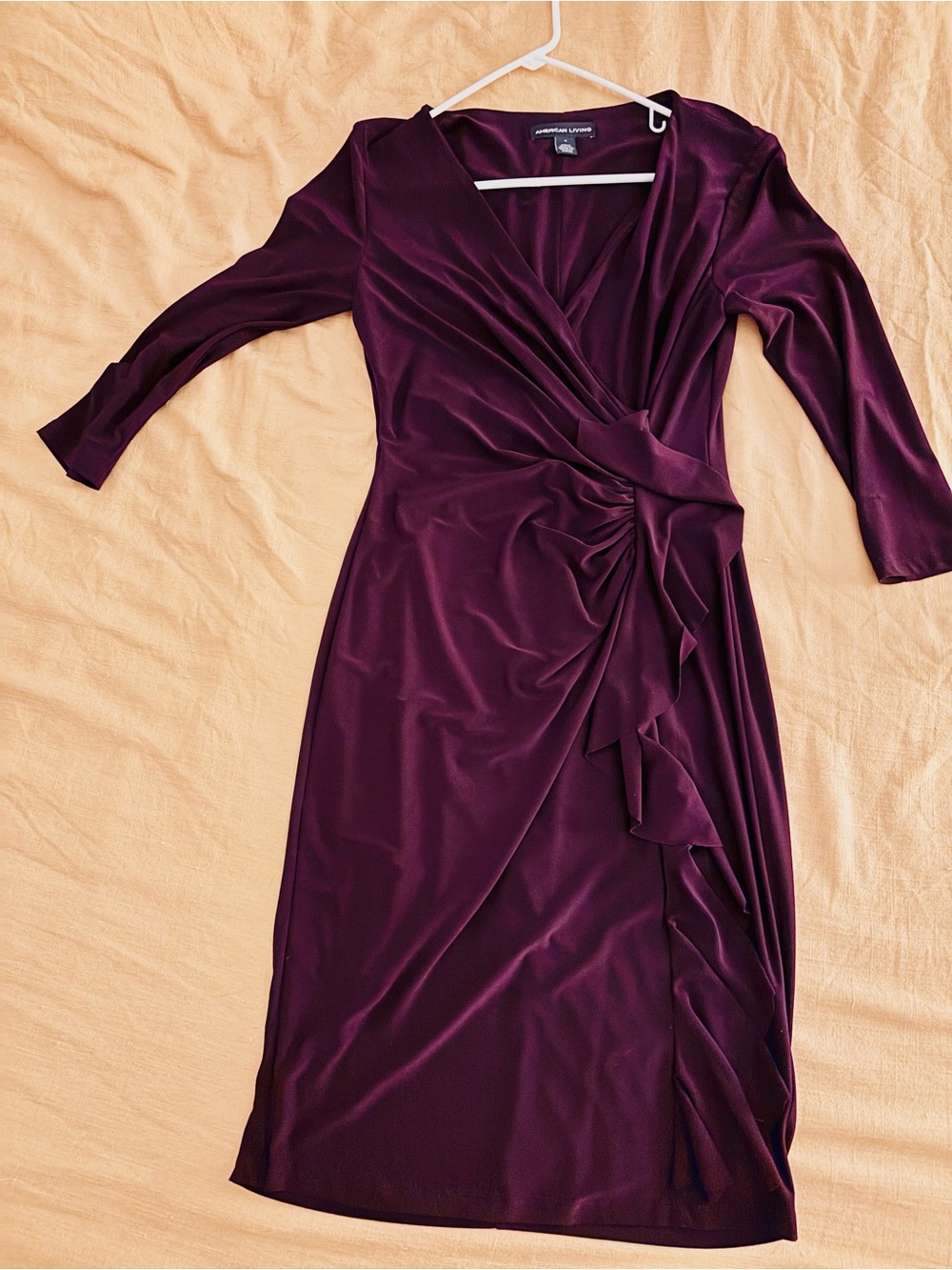 American Living Plum Wrap-Style Midi Dress